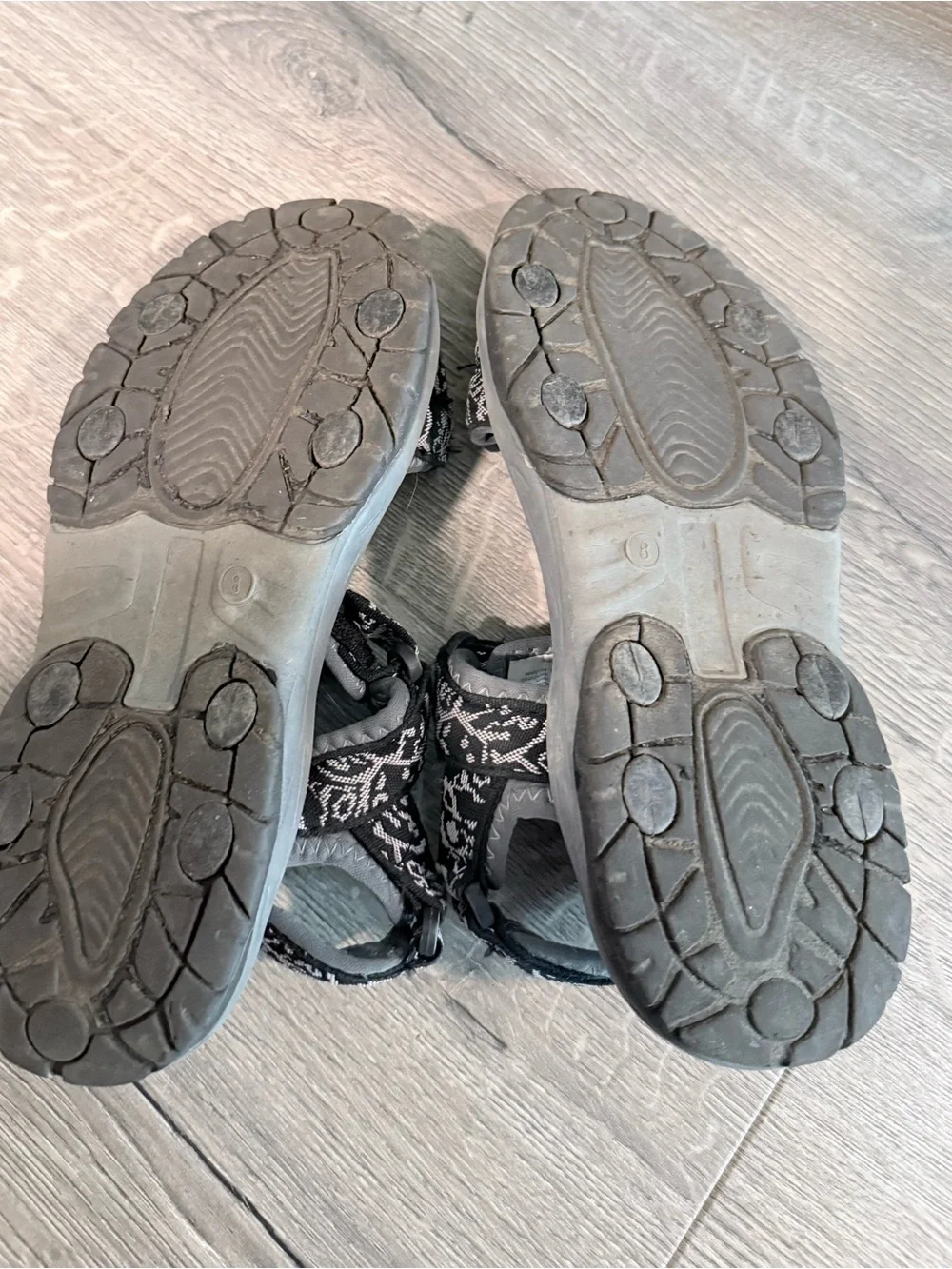 Women's Black Patterned Outdoor Sport Sandals